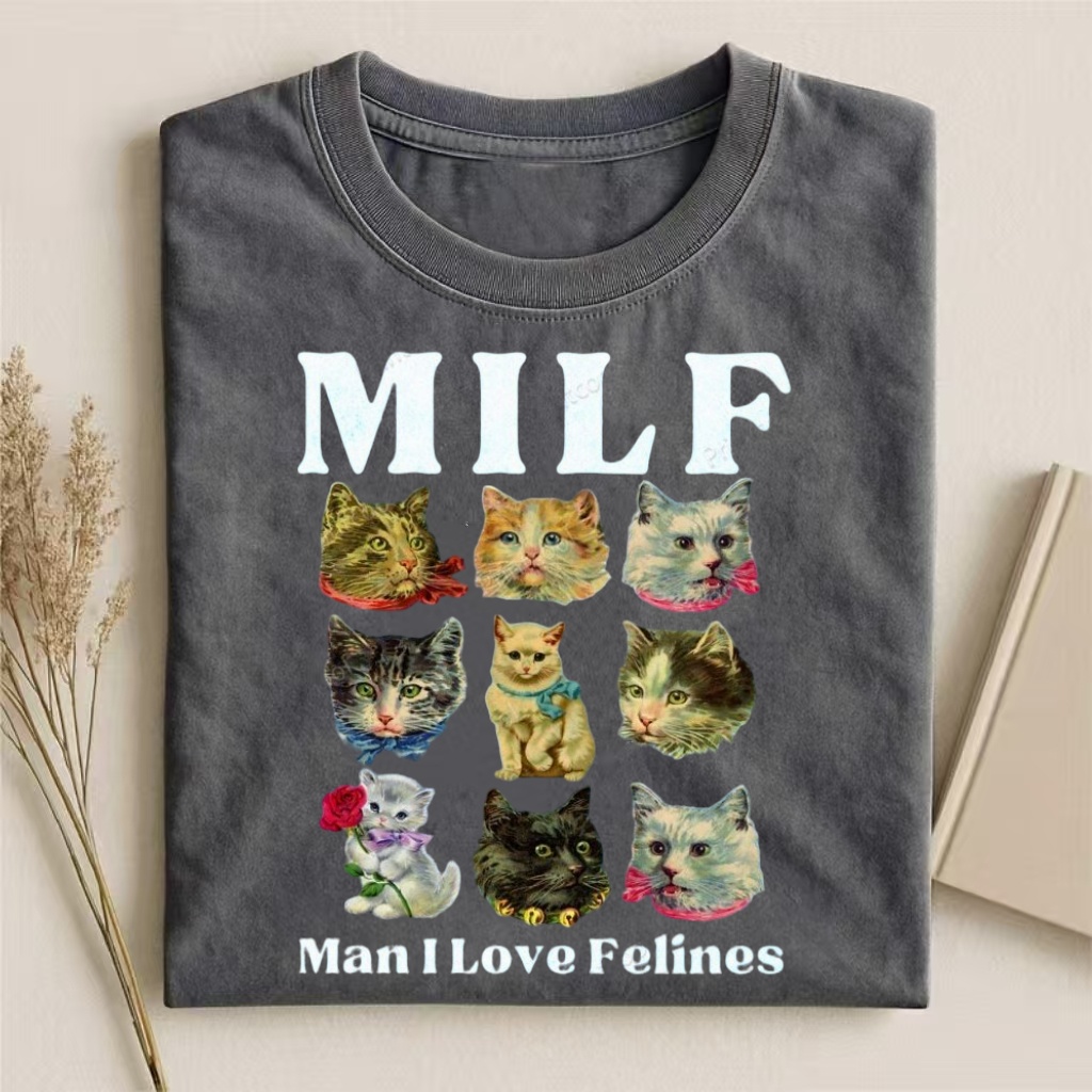 "MILF: Man I Love Felines" Vintage Cat T-shirt