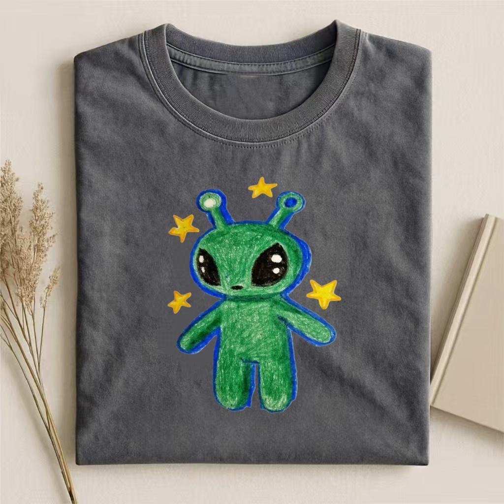Cute Alien With Stars Doodle T-shirt
