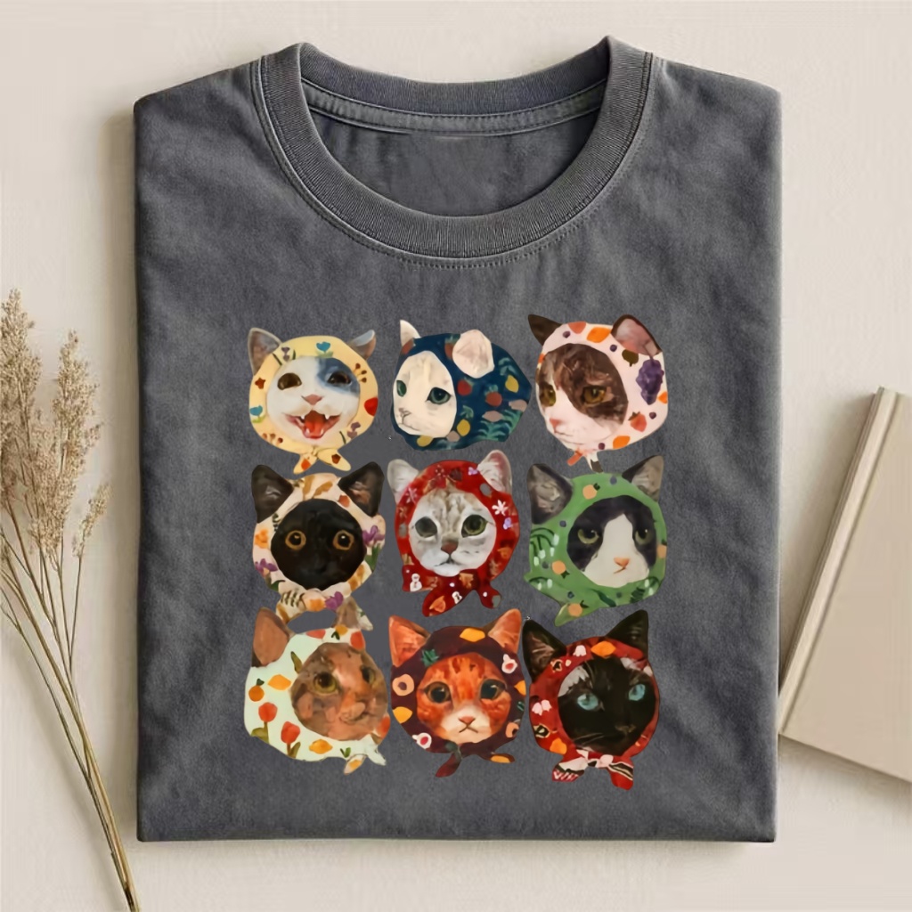 Retro Cats In Bandanas Collage T-shirt