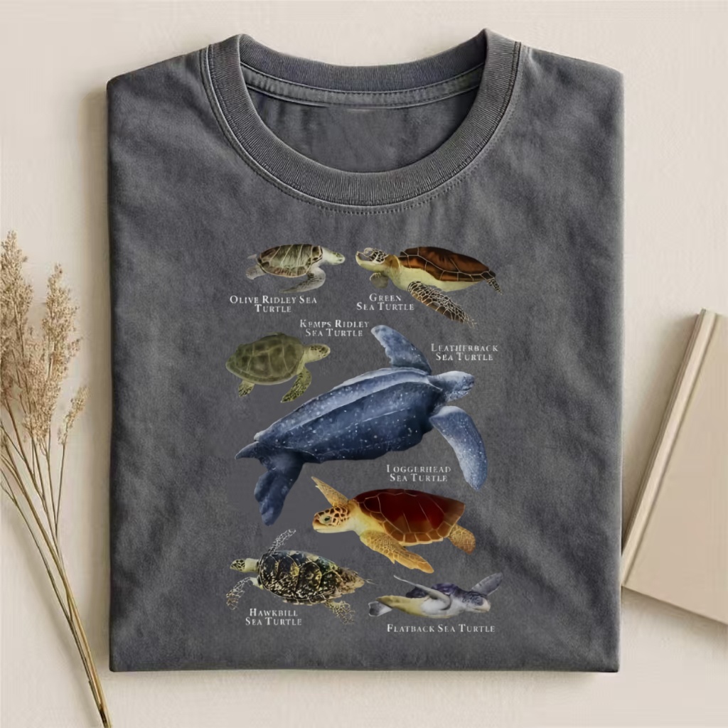 Sea Turtle Species Educational Graphic T-shirt