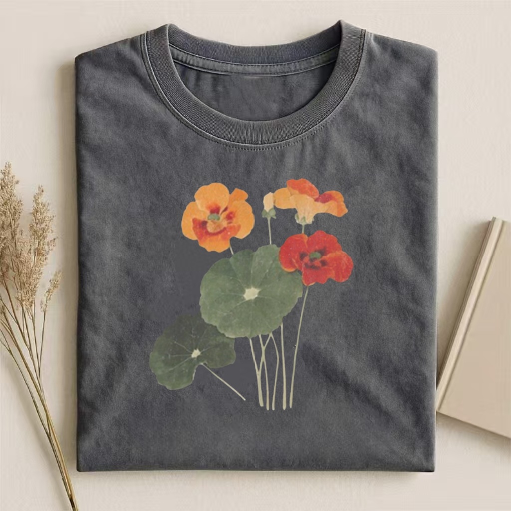 Nasturtium Flower Pressed Art T-shirt