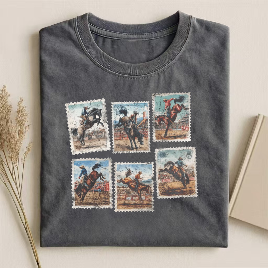 Vintage Rodeo Stamp Collage T-shirt