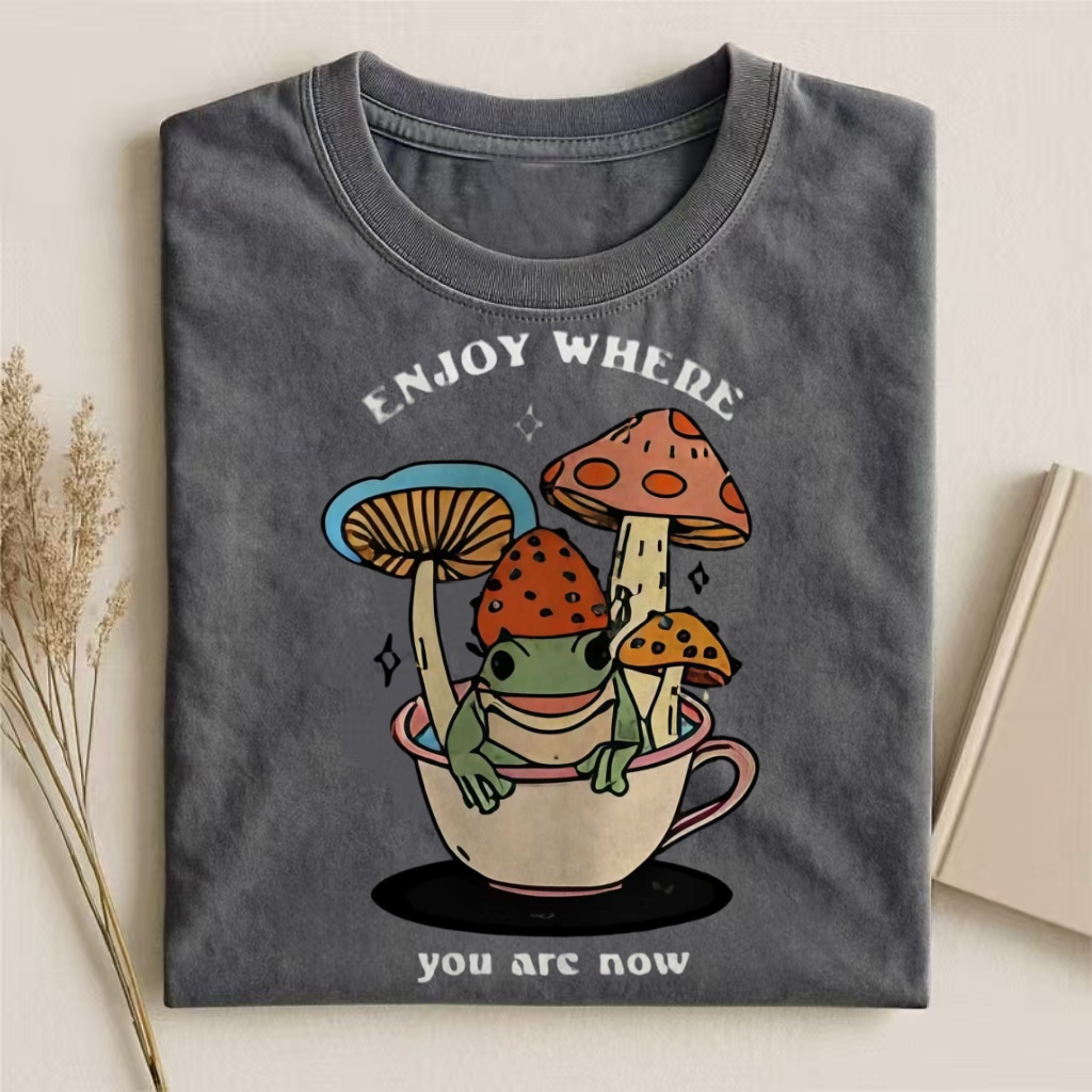 "Enjoy Where You Are Now" Frog & Mushroom T-shirt