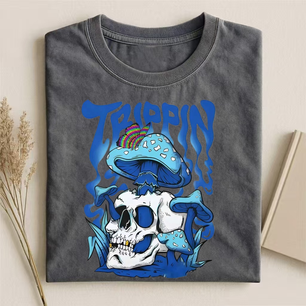 "Trippin" Skull & Mushroom Psychedelic T-shirt