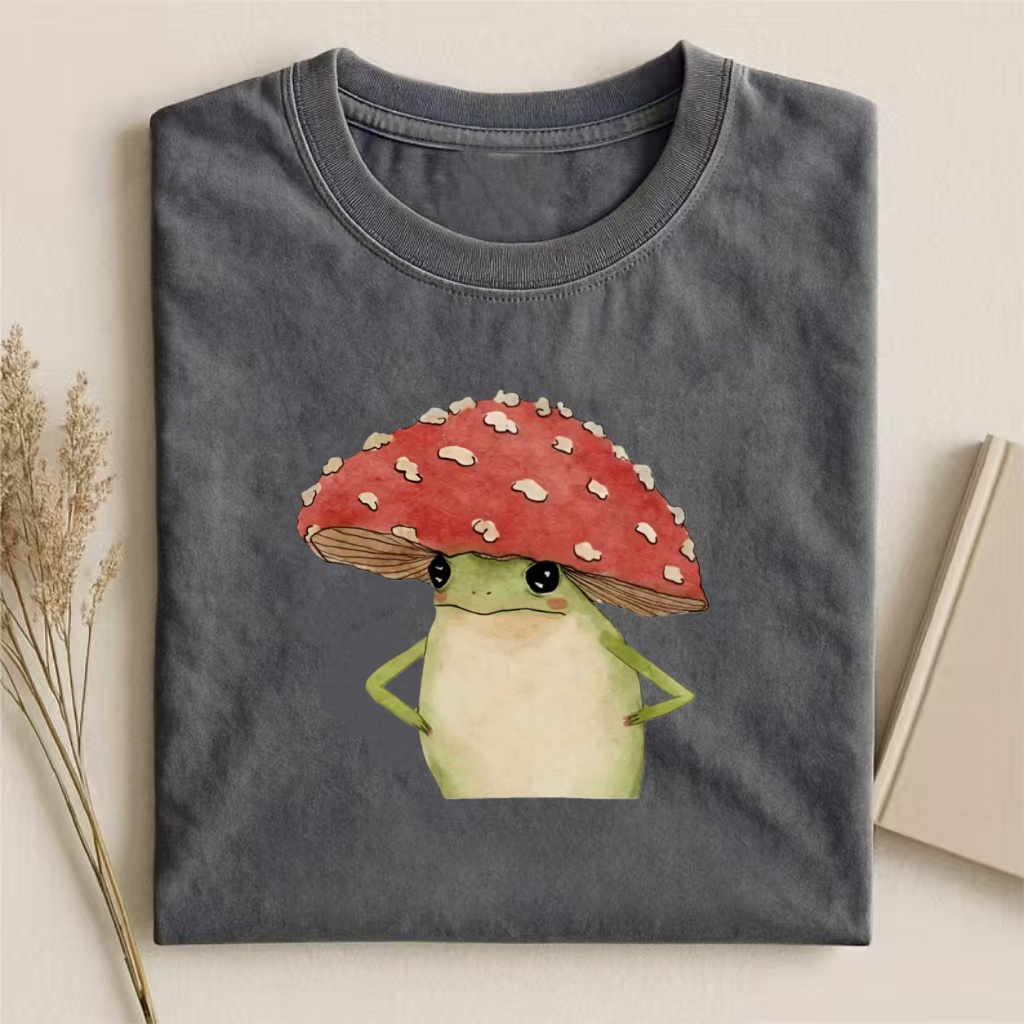 Mushroom Hat Frog Cute Watercolor T-shirt