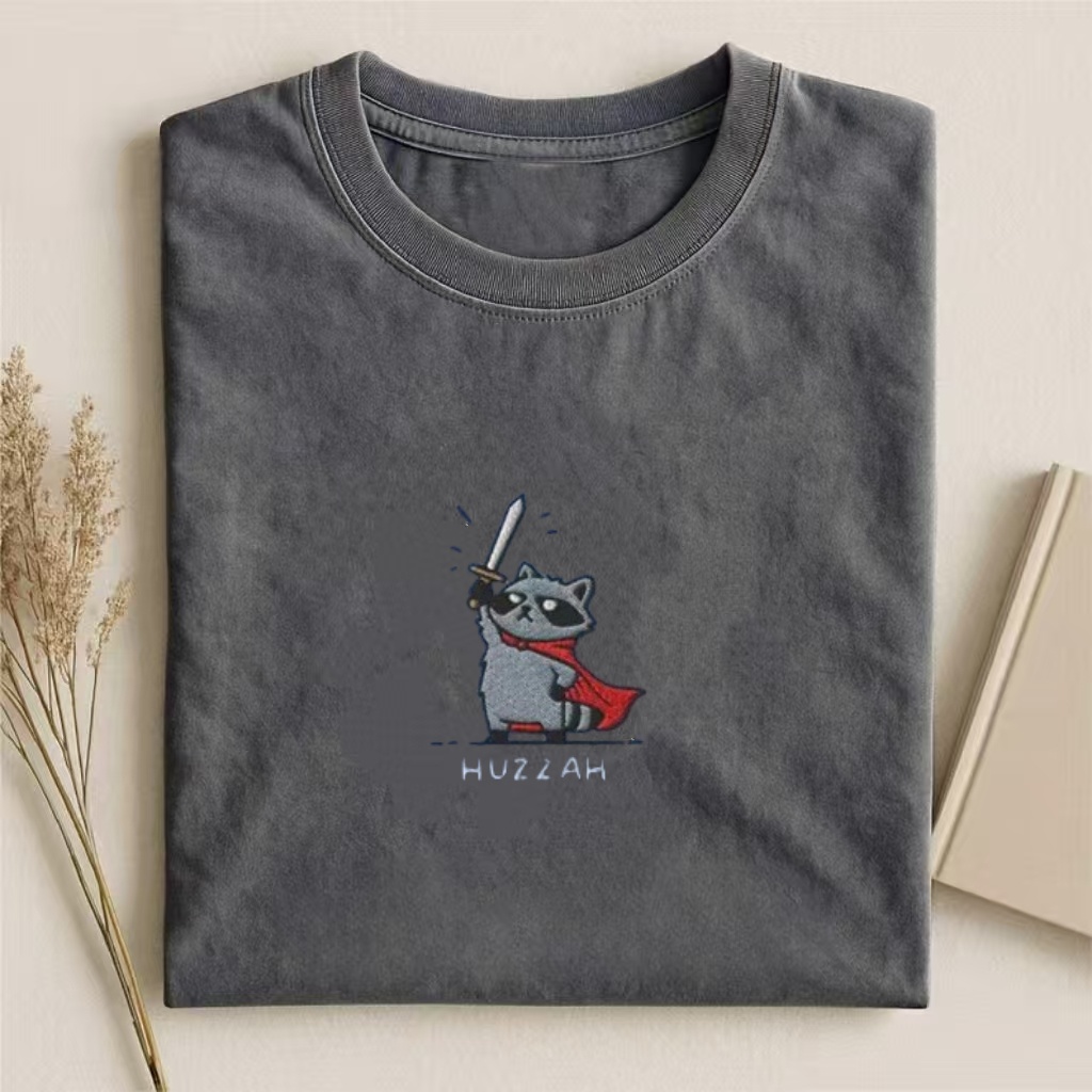 Huzzah Raccoon Embroidered T-shirt