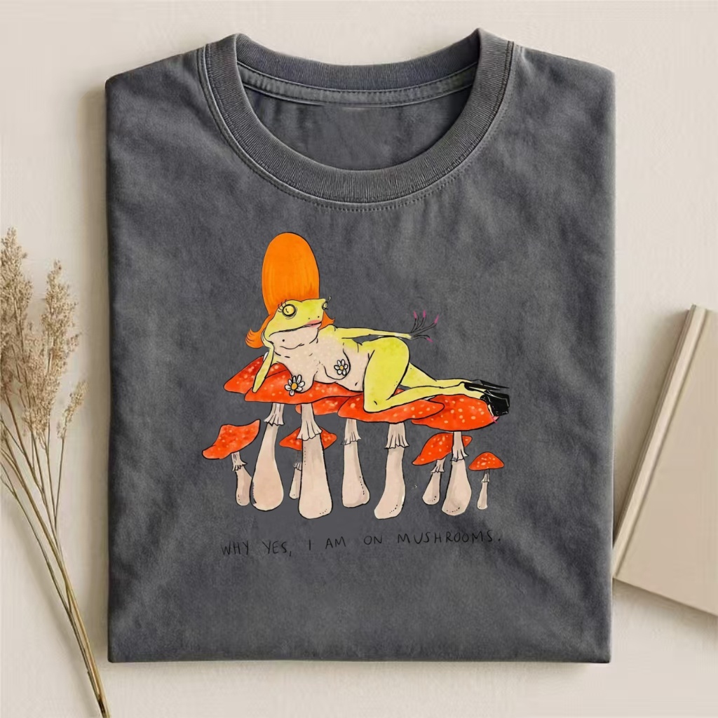 "Why Yes, I Am On Mushrooms" Frog Humor T-shirt
