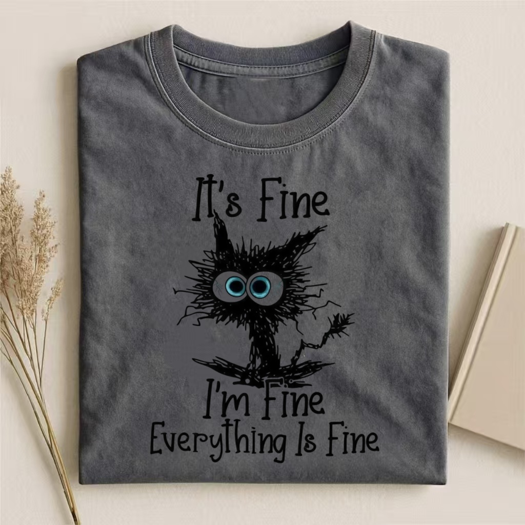 "Everything Is Fine" Spooky Cat Meme T-shirt