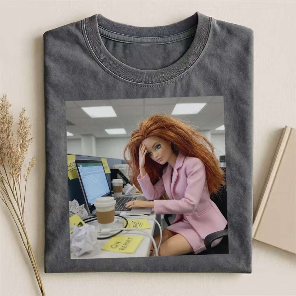 Stressed Office Barbie Meme T-shirt