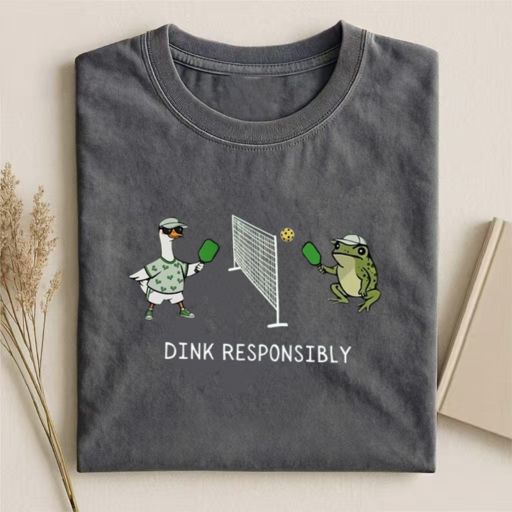 "Dink Responsibly" Duck & Frog Pickleball T-shirt