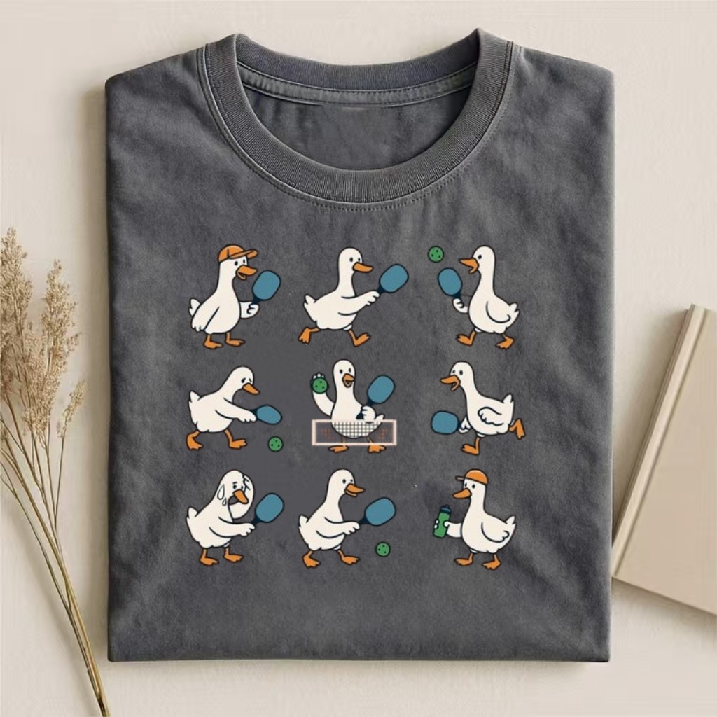 Duck Pickleball Poses Cartoon T-shirt