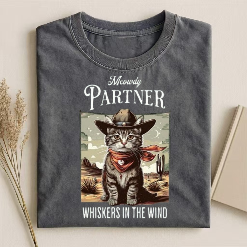 "Meowdy Partner" Cowboy Cat Western T-shirt