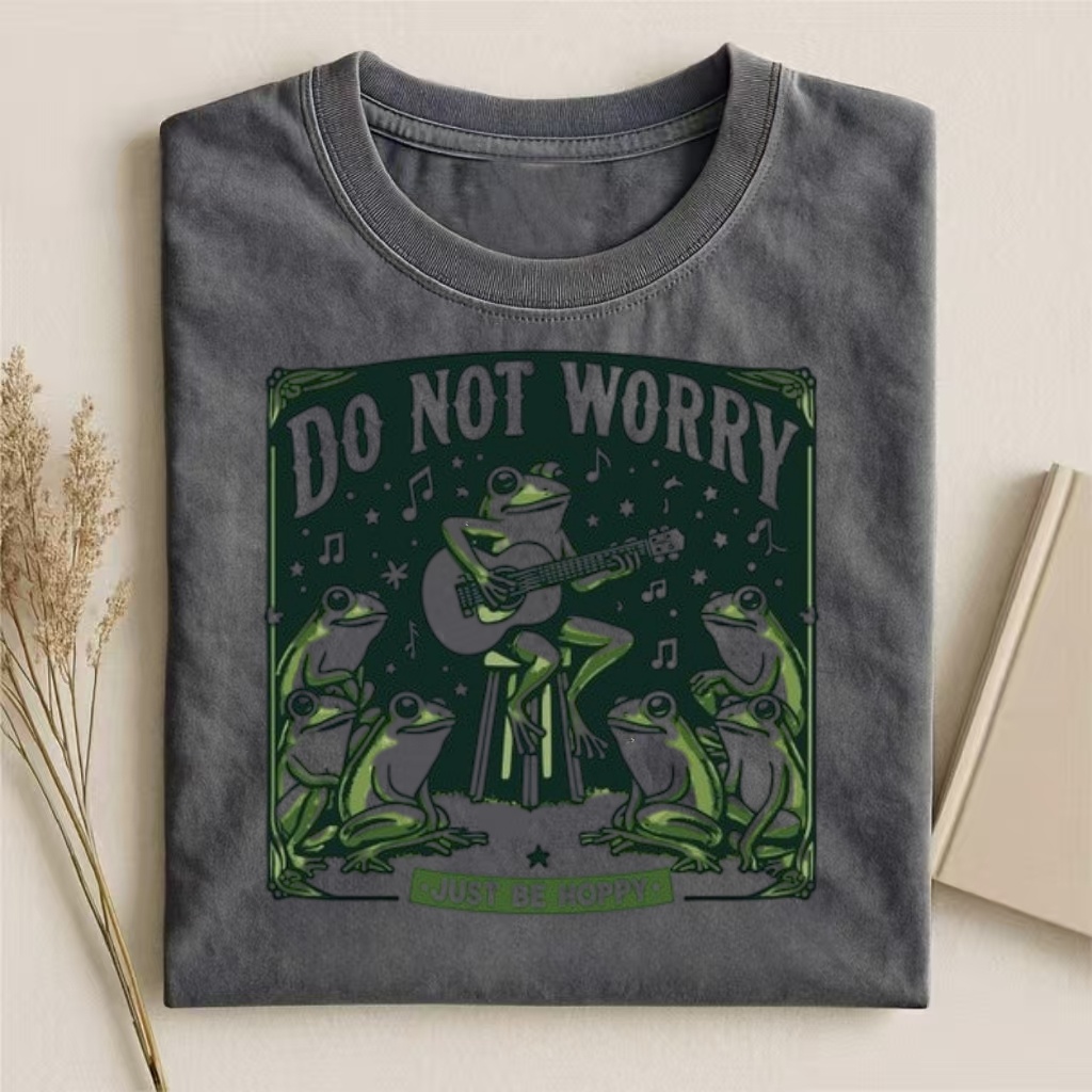 "Do Not Worry Just Be Hoppy" Frog Guitar T-shirt