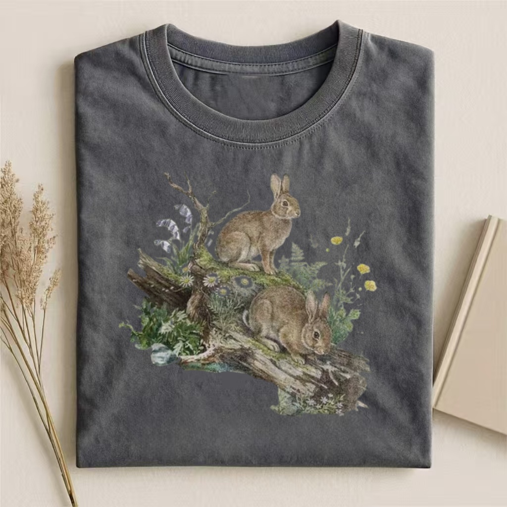 Vintage Rabbit Wildlife Art T-shirt