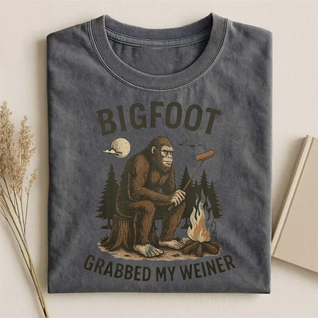 "Bigfoot Grabbed My Weiner" Funny Cryptid T-shirt