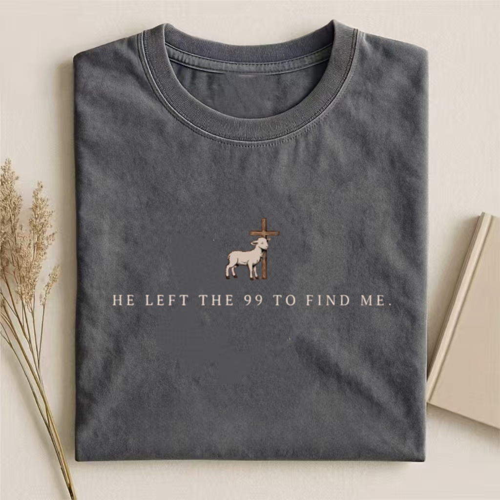 "He Left The 99 To Find Me" Lamb Cross T-Shirt