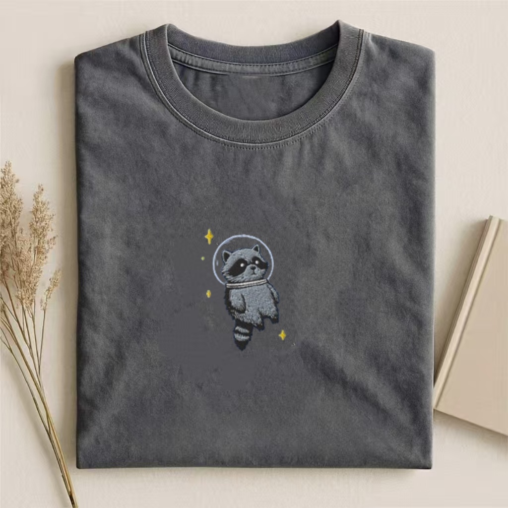 Space Raccoon Embroidered T-shirt