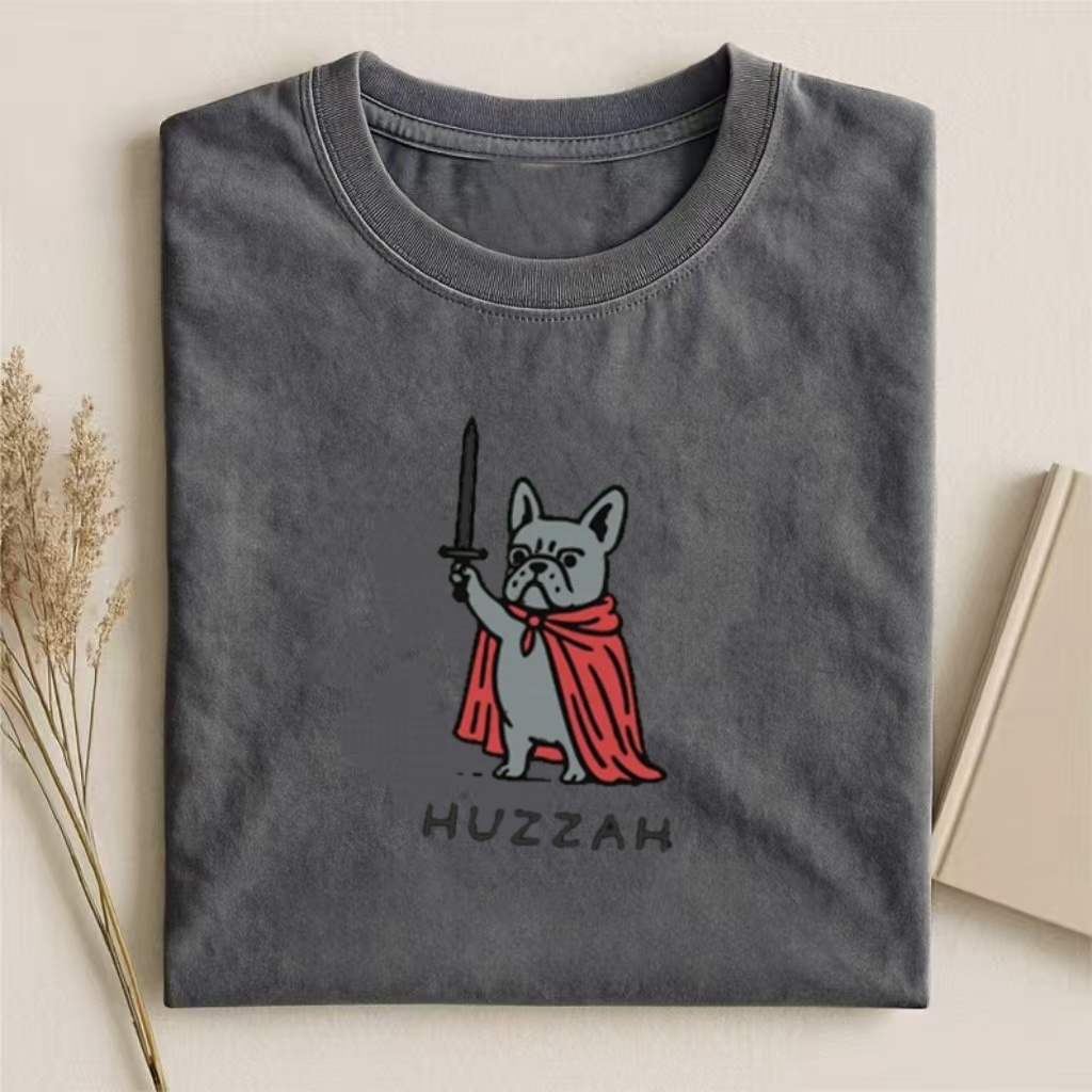 Huzzah Funny Medieval French Bulldog T-shirt