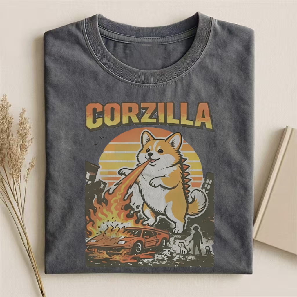 Funny Corgi Godzilla T-shirt