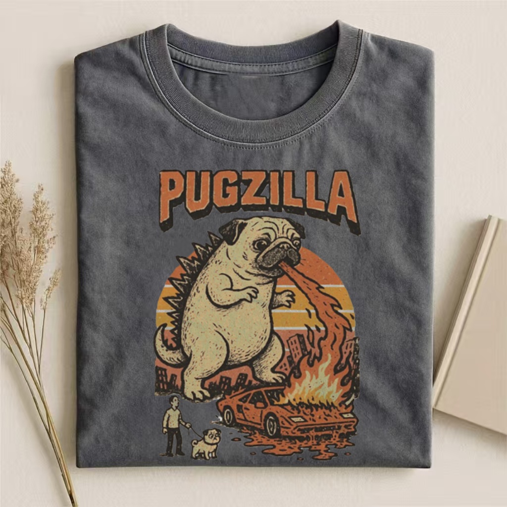 Funny Pug Godzilla T-shirt