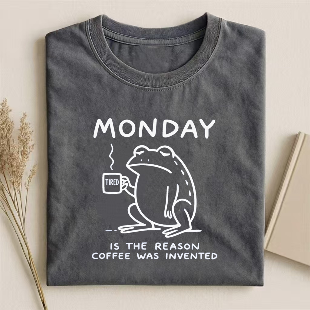 Monday Is The Reason Coffee Was Invented Tired Frog T-shirt
