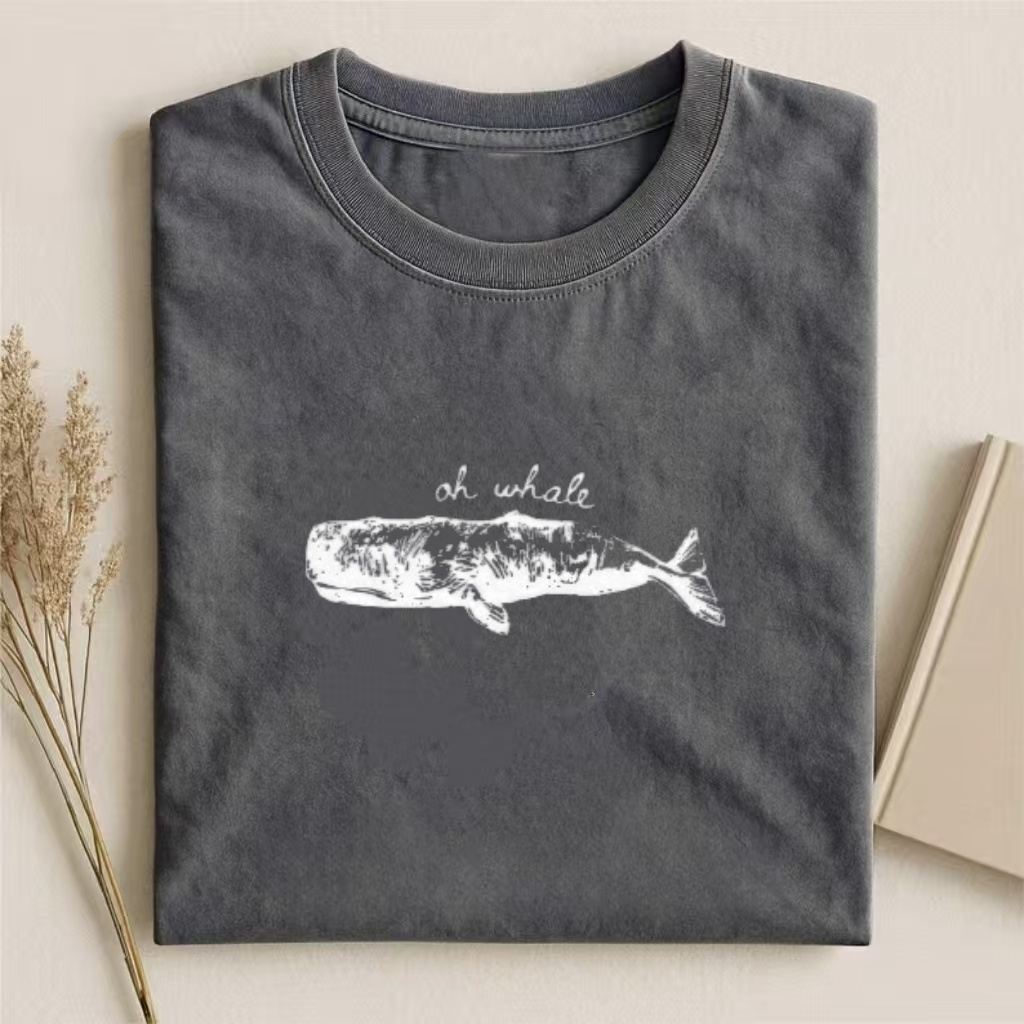 "Oh Whale" Pun Graphic Whale Print T-Shirt
