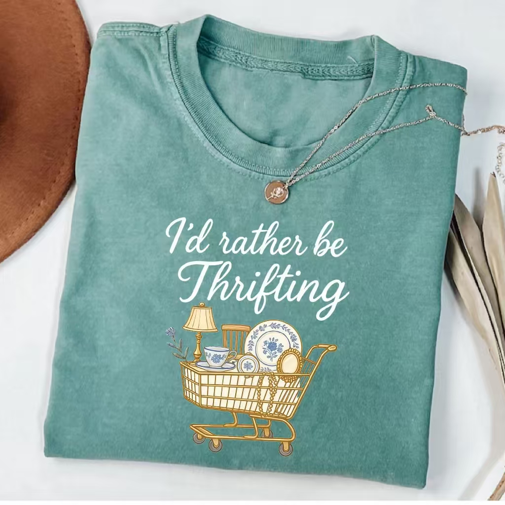 "I’d Rather Be Thrifting" Thrift Shopping Graphic T-Shirt