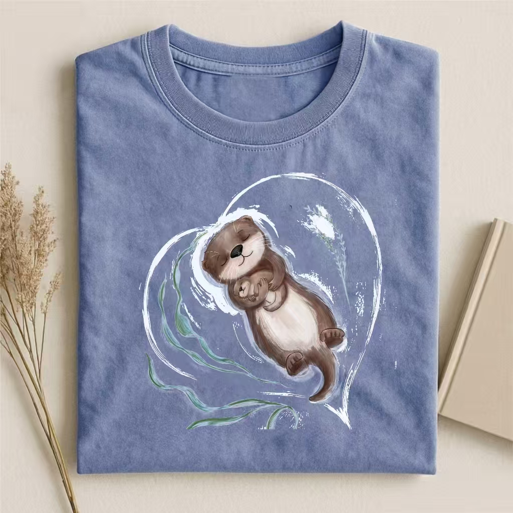 Otter In Heart Shape Watercolor T-shirt