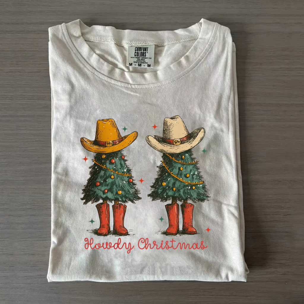 Retro Western Christmas Tree T-shirt