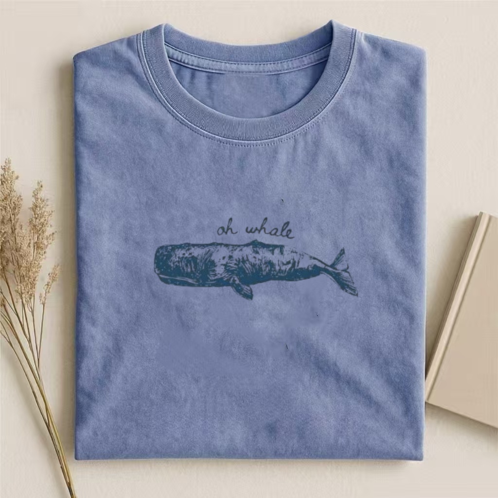 "Oh Whale" Pun Graphic Whale Print T-Shirt