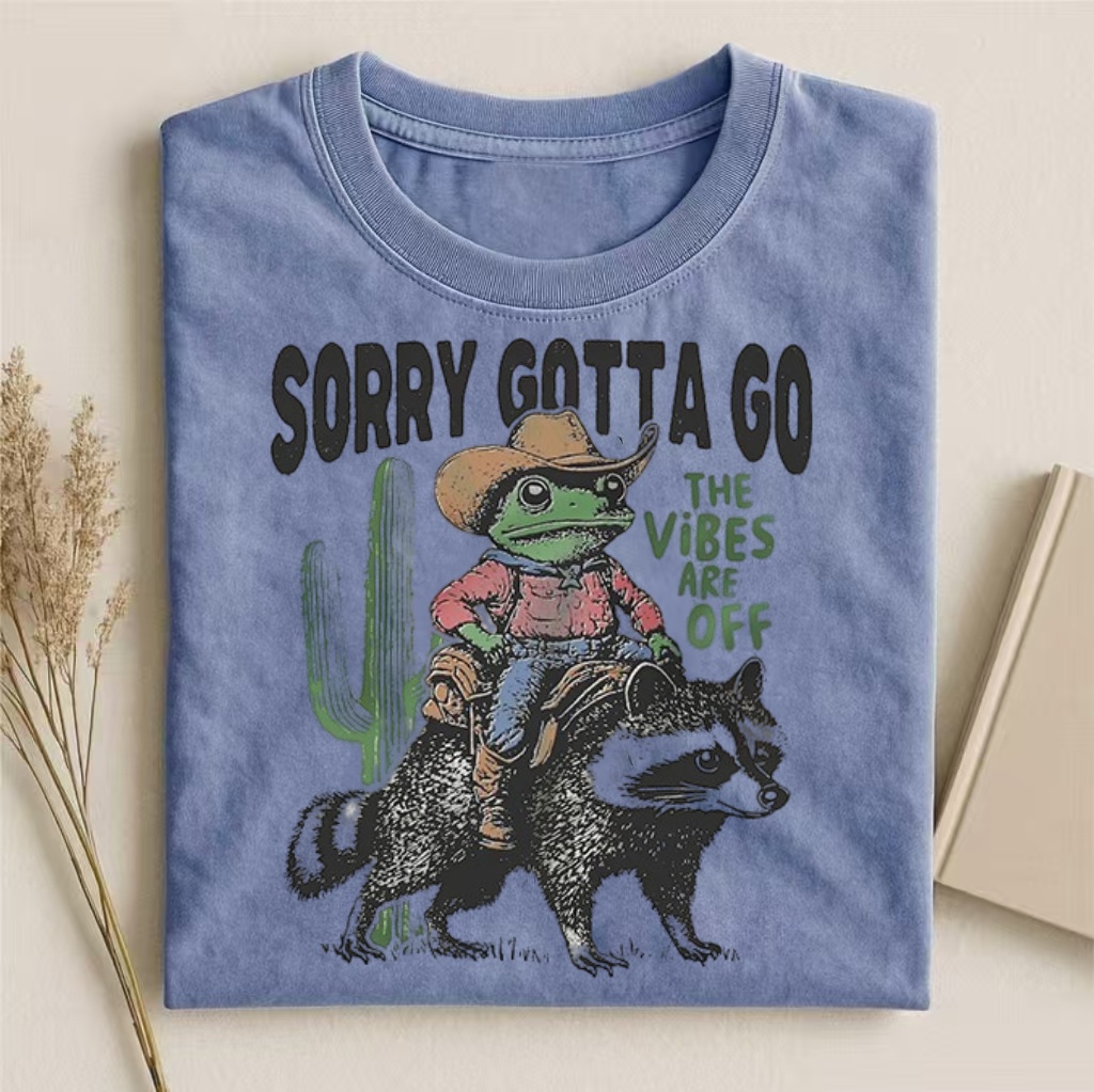 "Sorry Gotta Go The Vibes Are Off" Frog & Raccoon Graphic T-shirt