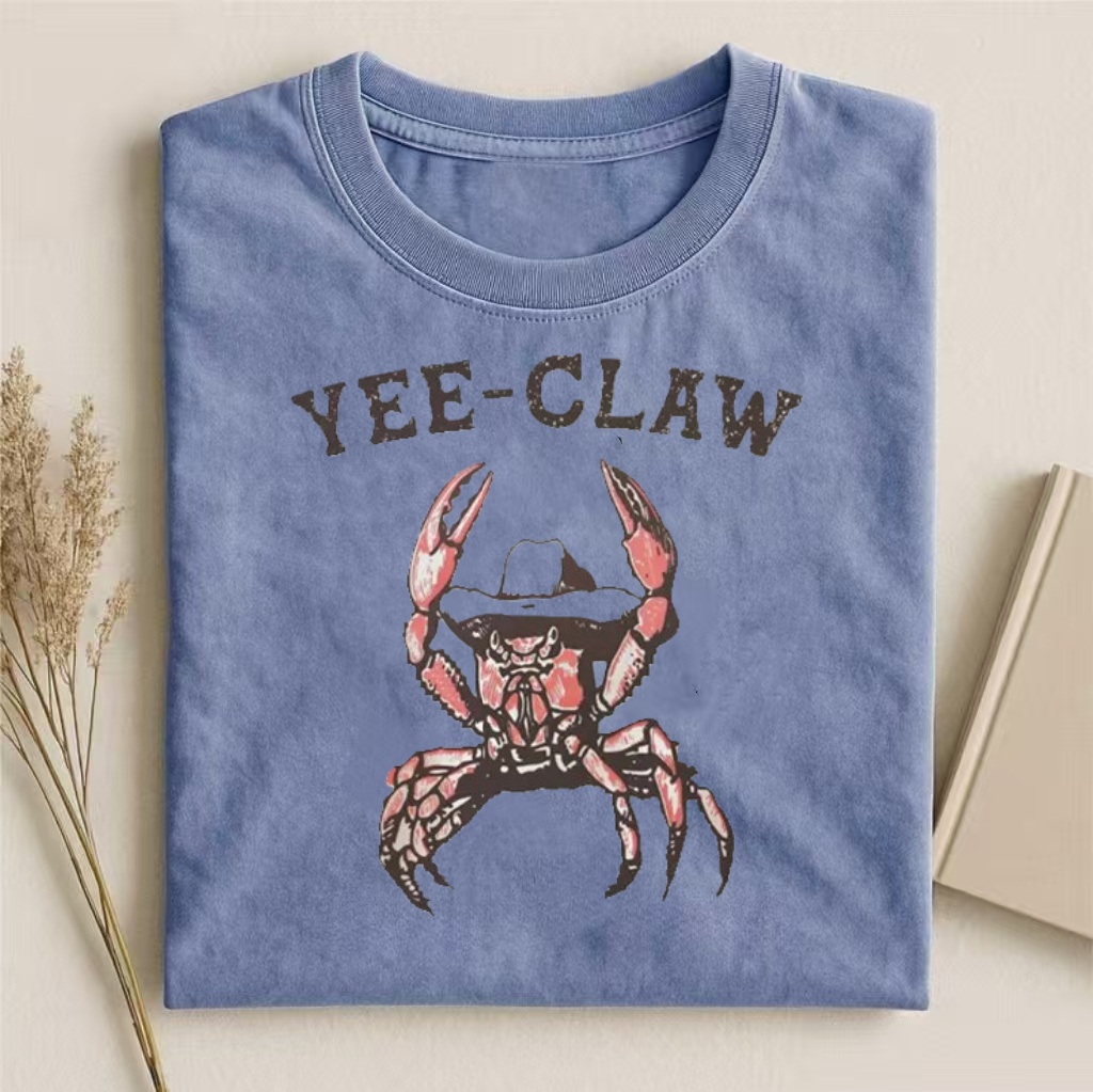 "Yee-Claw" Cowboy Crab Pun Graphic T-shirt
