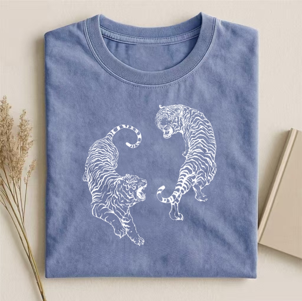 Dual Tiger Yin Yang Graphic T-shirt