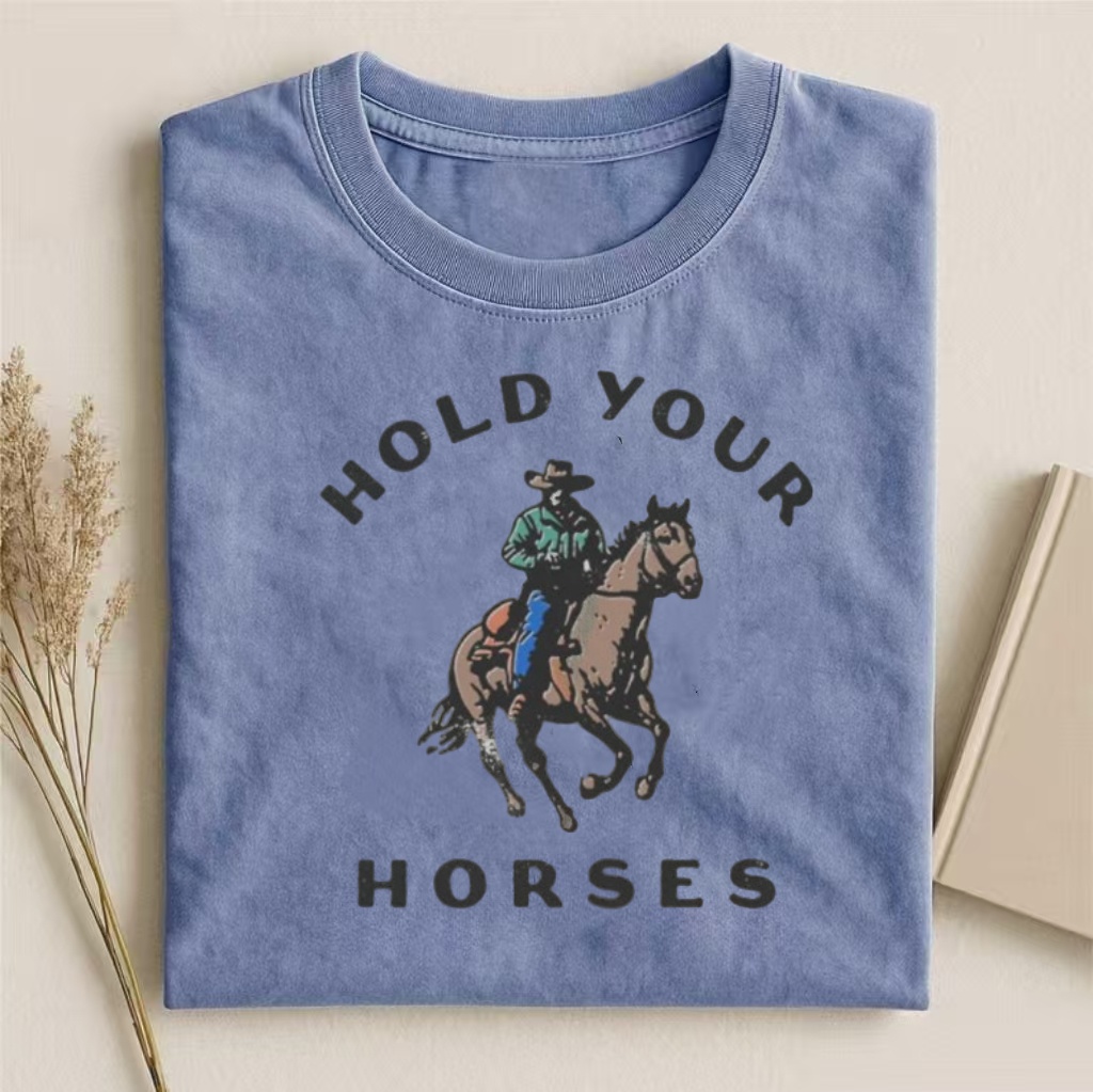 "Hold Your Horses" Cowboy Graphic T-shirt