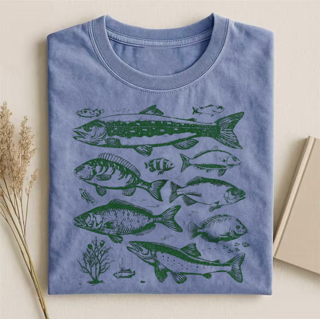 Vintage Fish Species Collage T-shirt