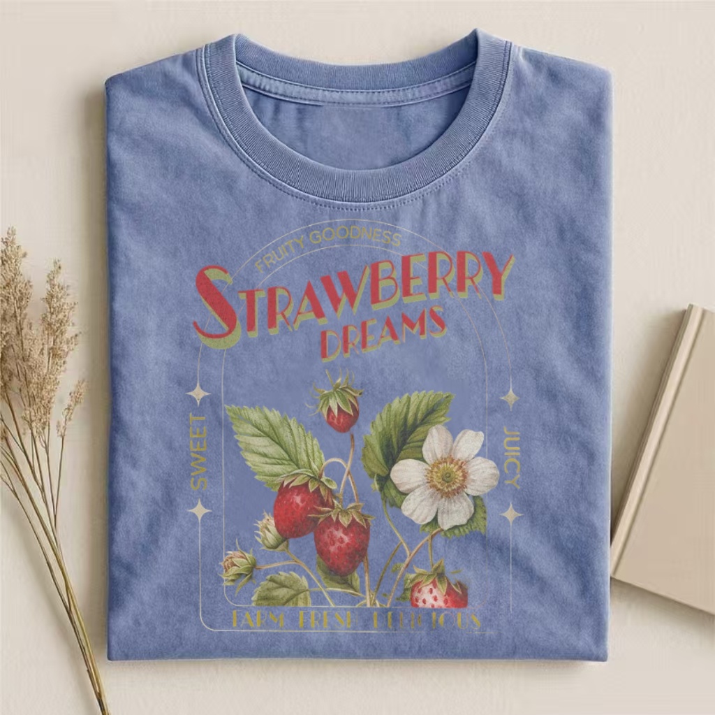 "Strawberry Dreams" Retro Fruit Graphic T-shirt