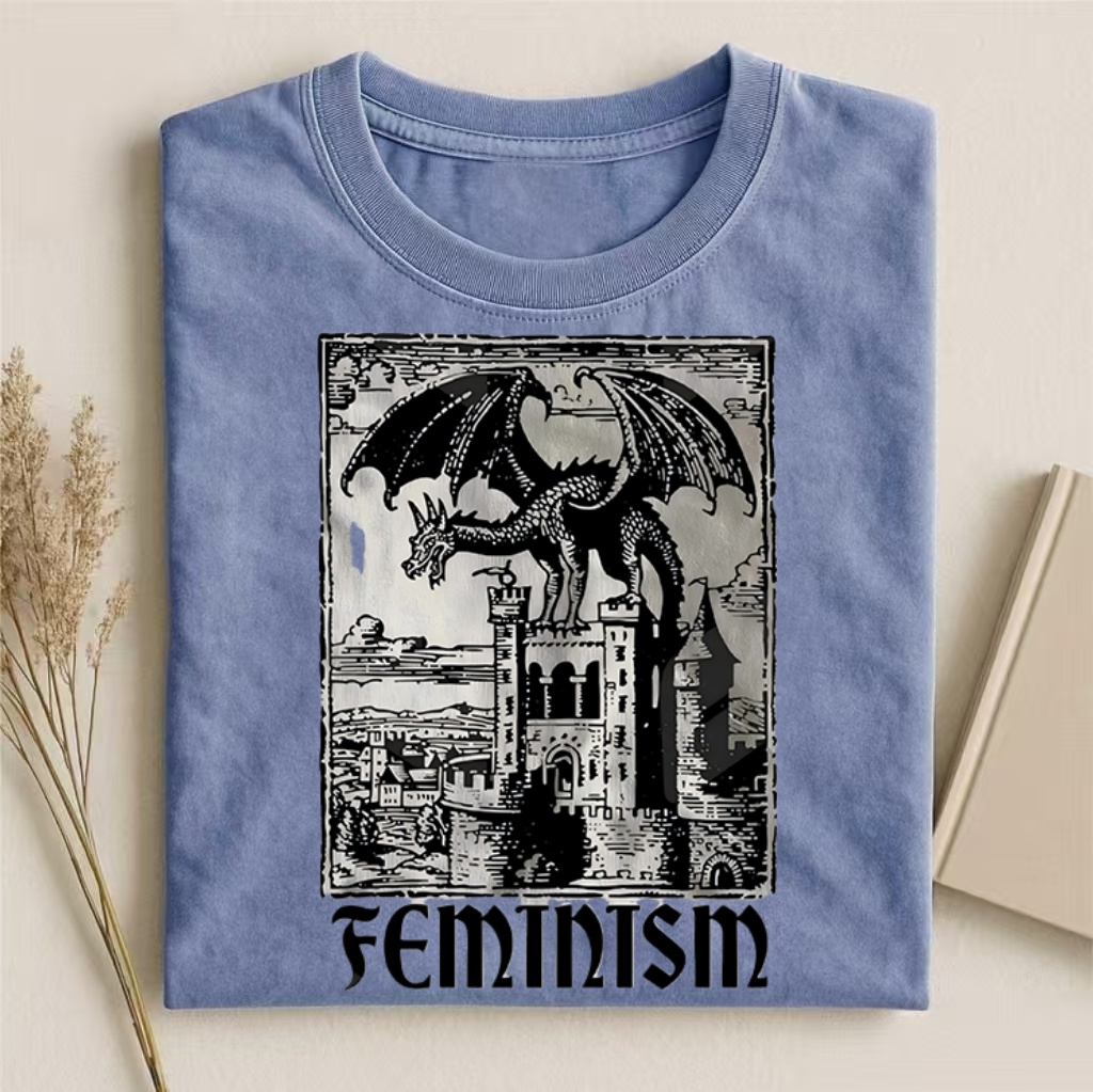 Medieval Dragon Feminism Tarot Style T-shirt