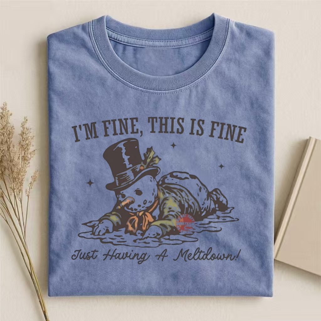 "I'm Fine, This Is Fine" Melting Snowman Humor T-shirt