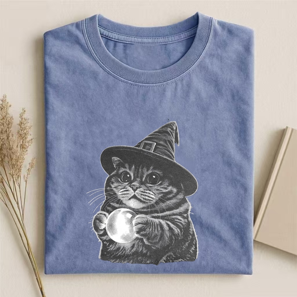 Witch Cat Retro T-shirt