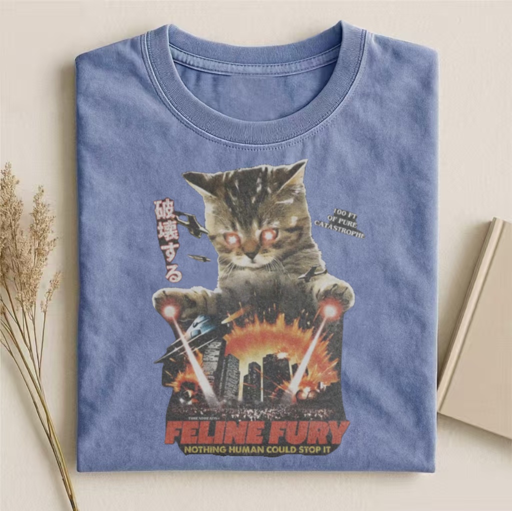 "Feline Fury" Kaiju Cat Movie Poster T-shirt