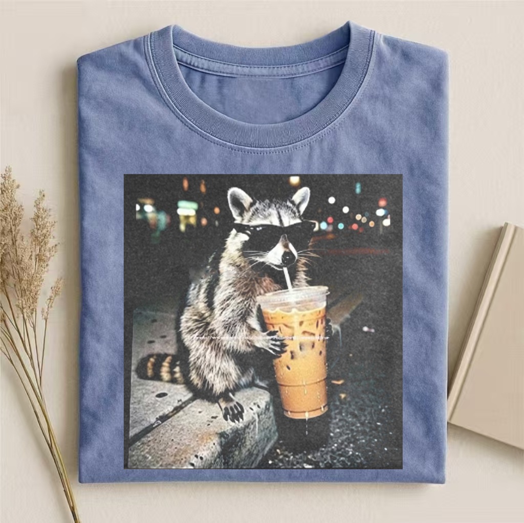 Raccoon With Iced Coffee Meme T-shirt