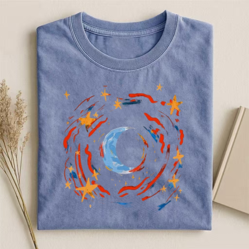 Cosmic Moon & Stars Art T-shirt