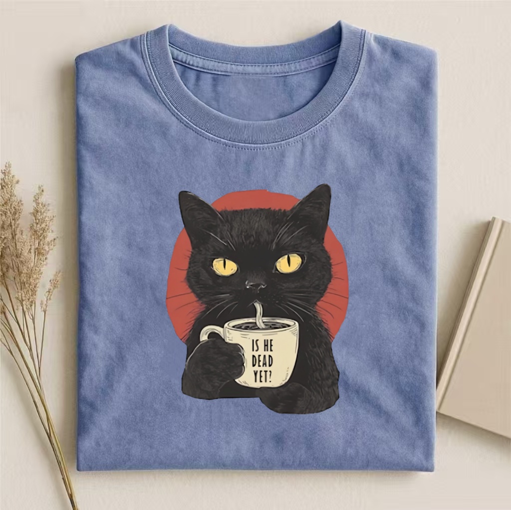 Is He Dead Yet Black Cat T-shirt