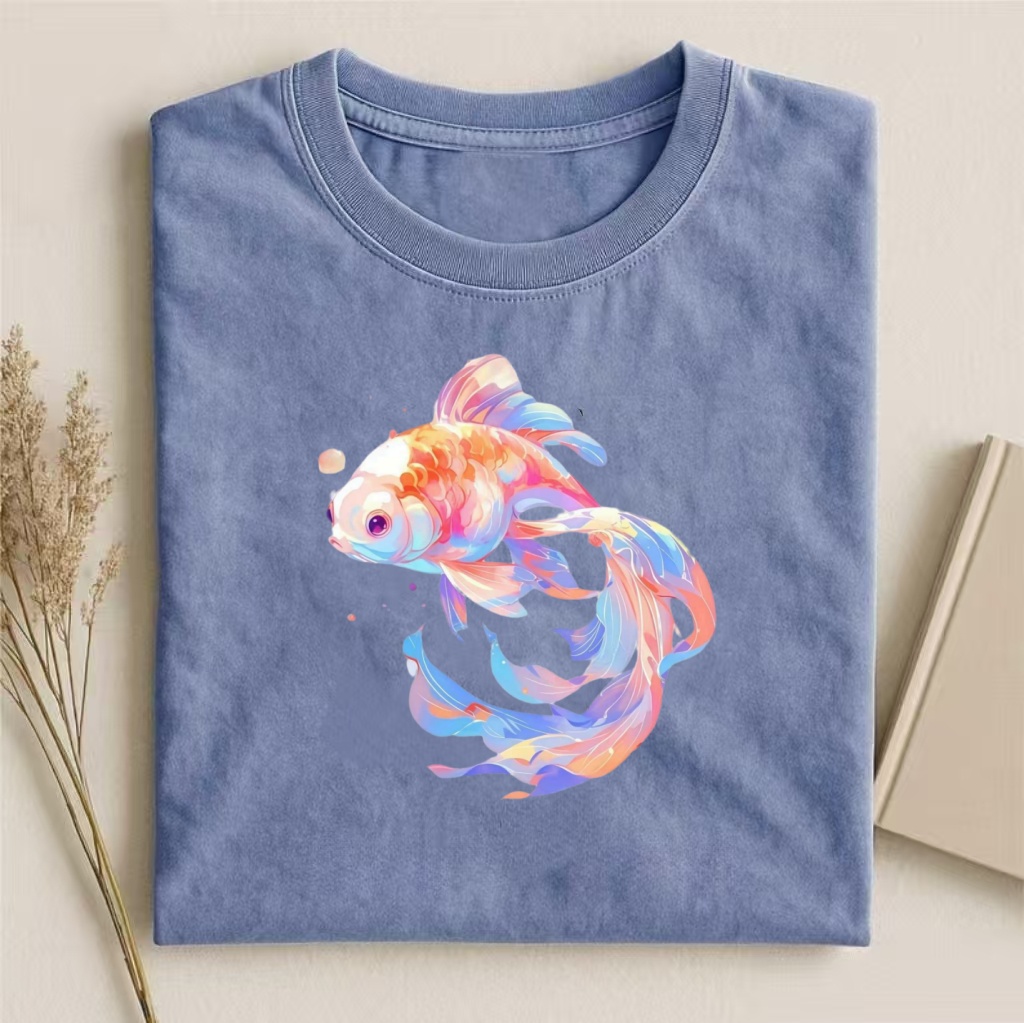 Pastel Rainbow Goldfish Art T-shirt