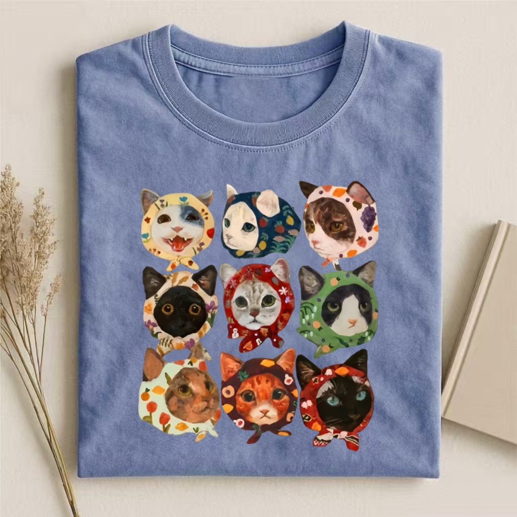 Retro Cats In Bandanas Collage T-shirt