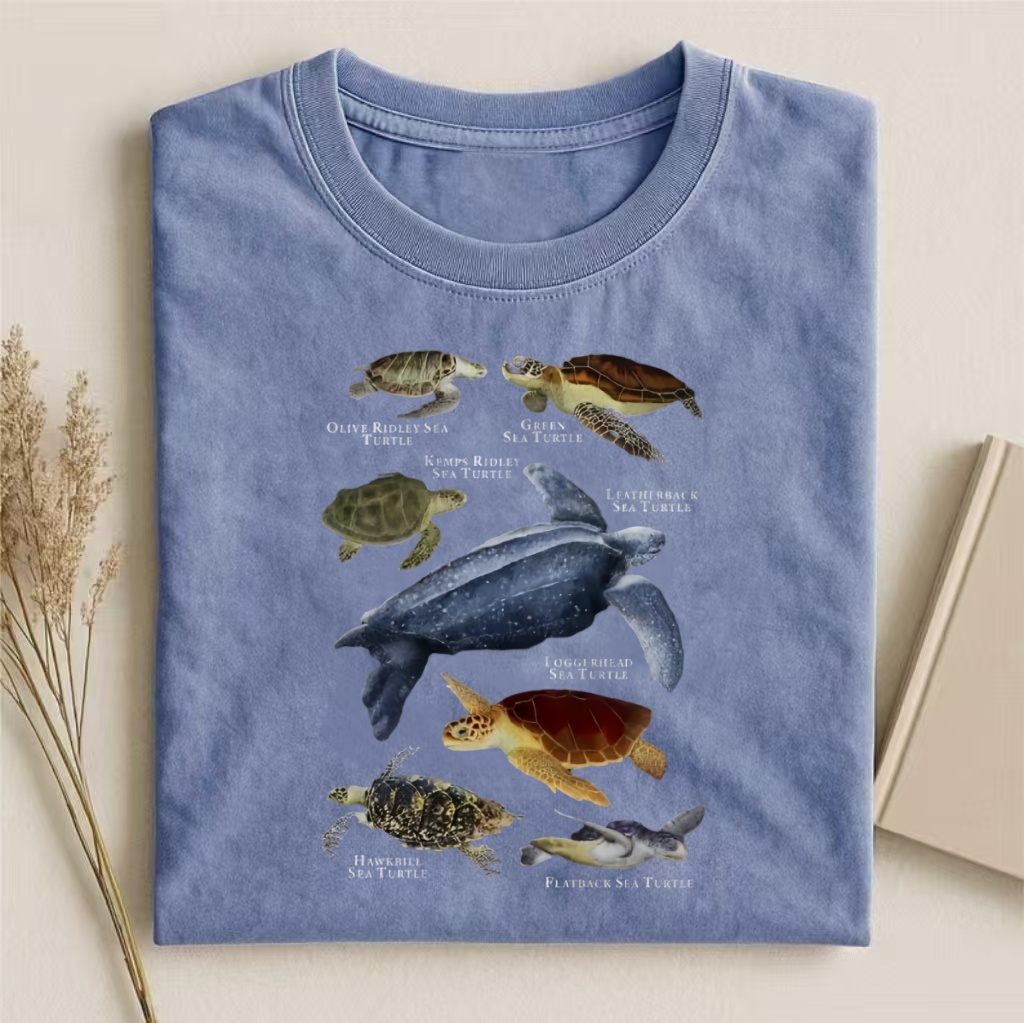 Sea Turtle Species Educational Graphic T-shirt