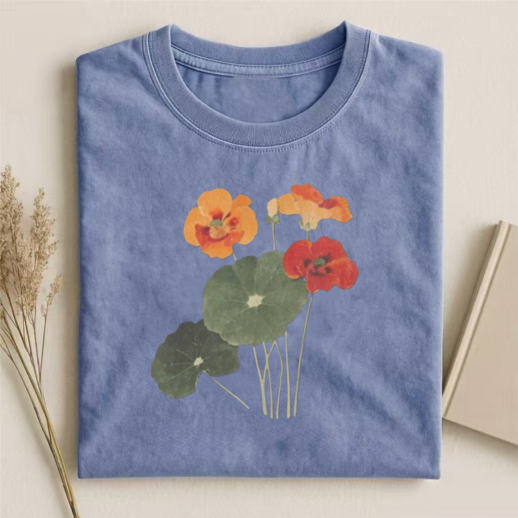 Nasturtium Flower Pressed Art T-shirt