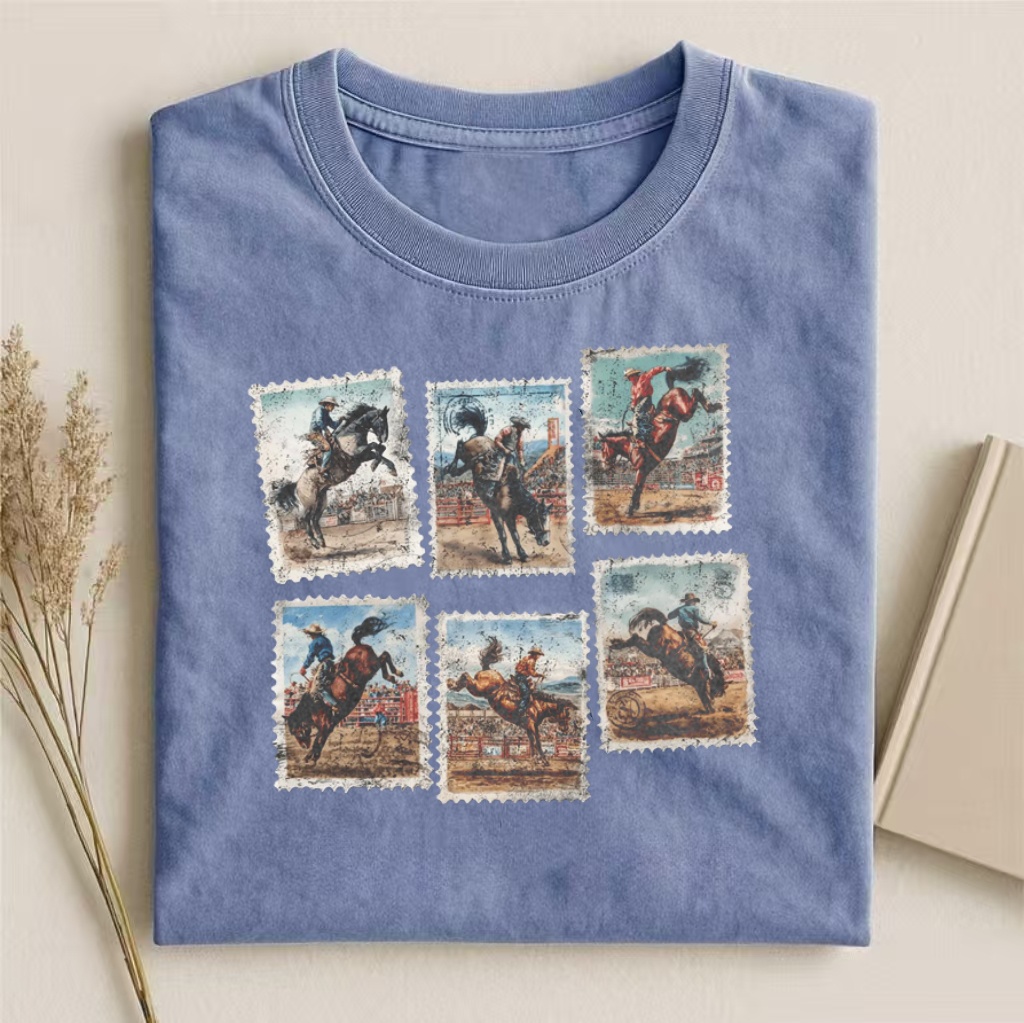 Vintage Rodeo Stamp Collage T-shirt
