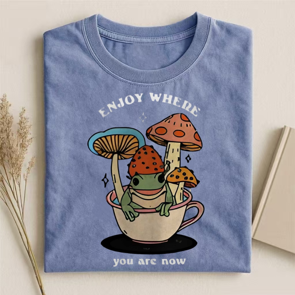"Enjoy Where You Are Now" Frog & Mushroom T-shirt