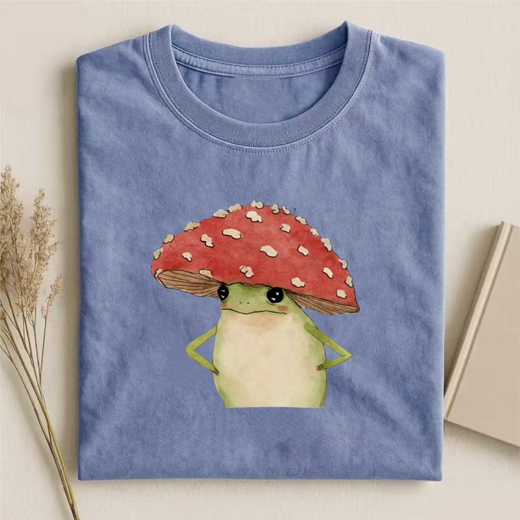 Mushroom Hat Frog Cute Watercolor T-shirt